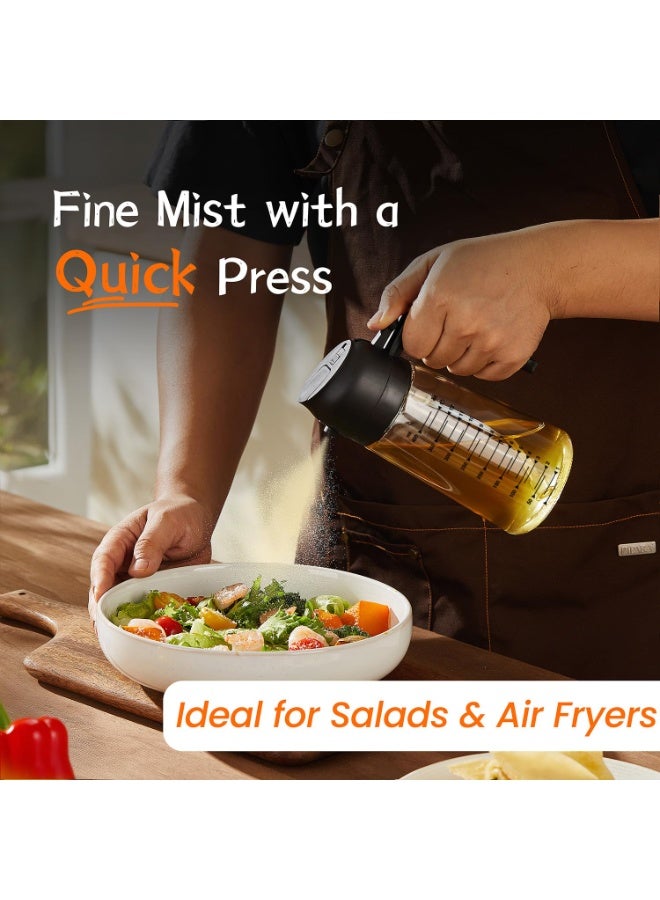 HOMESTAR Glass Oil Sprayer, Cooking 2 in 1 Olive Oil Dispenser Bottle for Kitchen, Premium Glass Oil Bottle, Food Grade Oil Mister for Air Fryer, Salad, Frying, BBQ, 470ml - Image 2